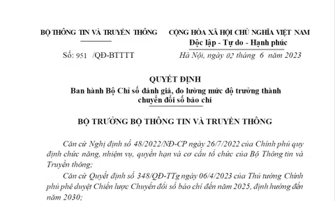 EBOOK: Quyết định số 951 ban hành bộ chỉ số đánh giá, đo lường mức độ trưởng thành chuyển đổi số báo chí